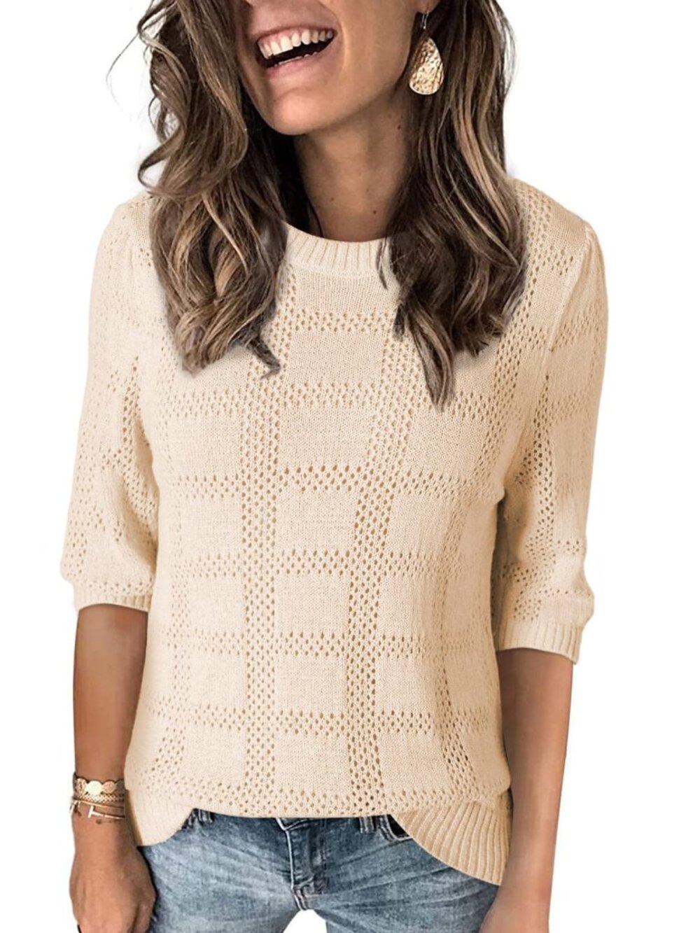 Dokotoo Womens Ladies 3/4 Sleeve Tunic Tops and Blouses for Women